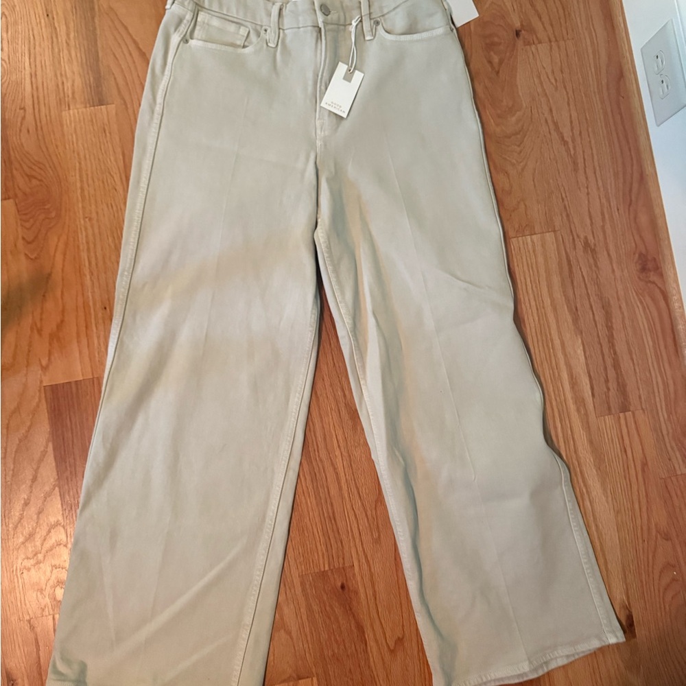 Good American Cream Wide Leg Jeans